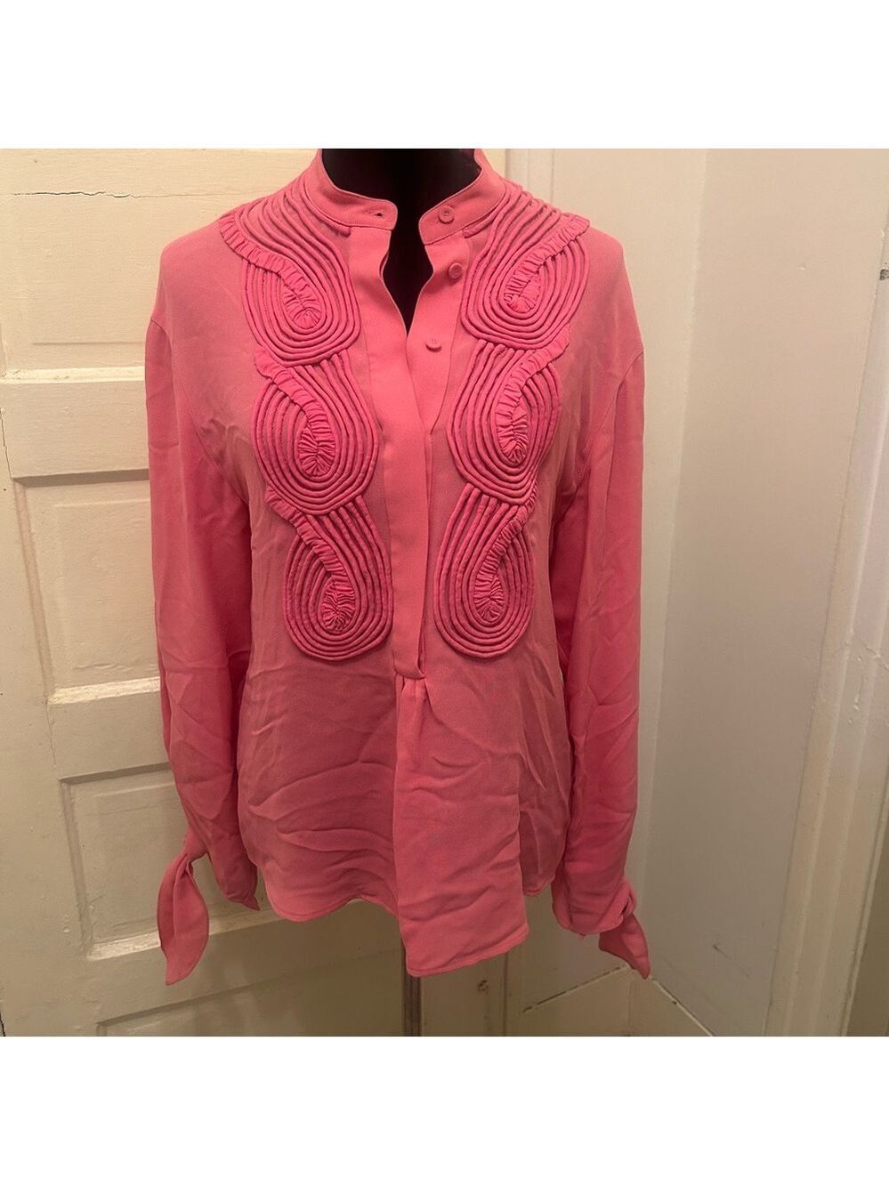 3.1 Phillip Lim Women's Silk Tunic Top with Embroidered Accent Barbie Pink